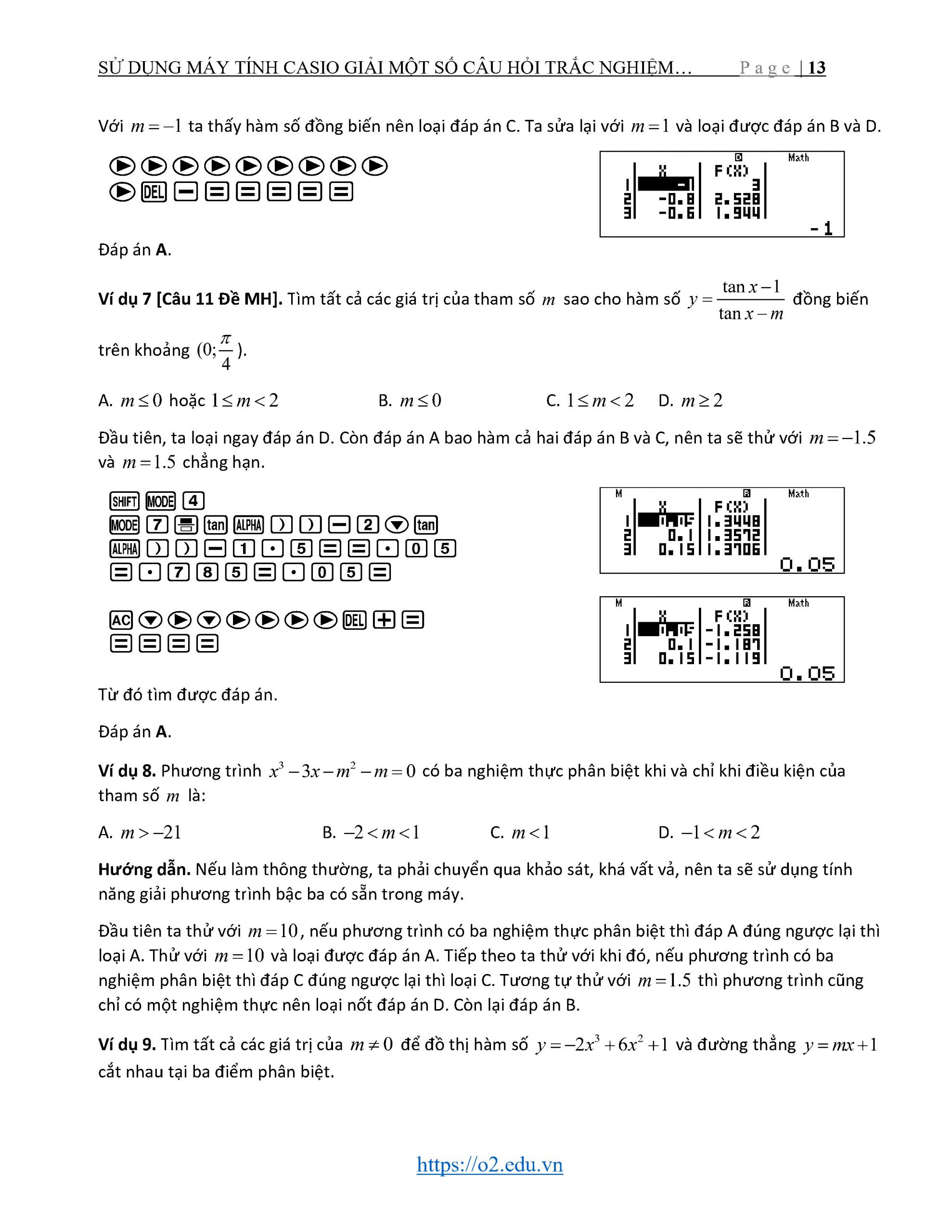 Hướng dẫn sử dụng máy tính CASIO giải toán trắc nghiệm 9