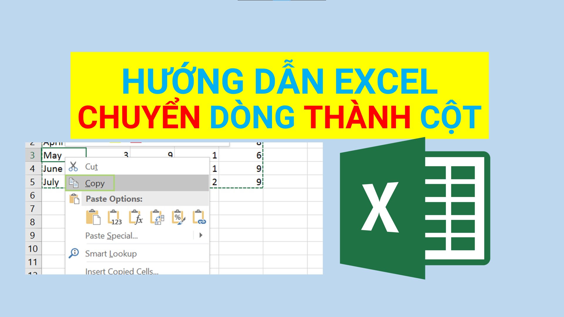 Hướng dẫn chuyển dòng thành cột trong Excel