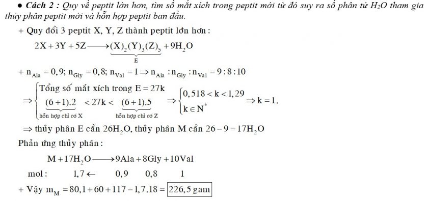 Cho m gam hỗn hợp M gồm 3 peptit X, Y, Z đều mạch hở và có tỉ lệ số mol nX : nY : nZ = 2 : 3 : 5. Thủy phân hoàn toàn M