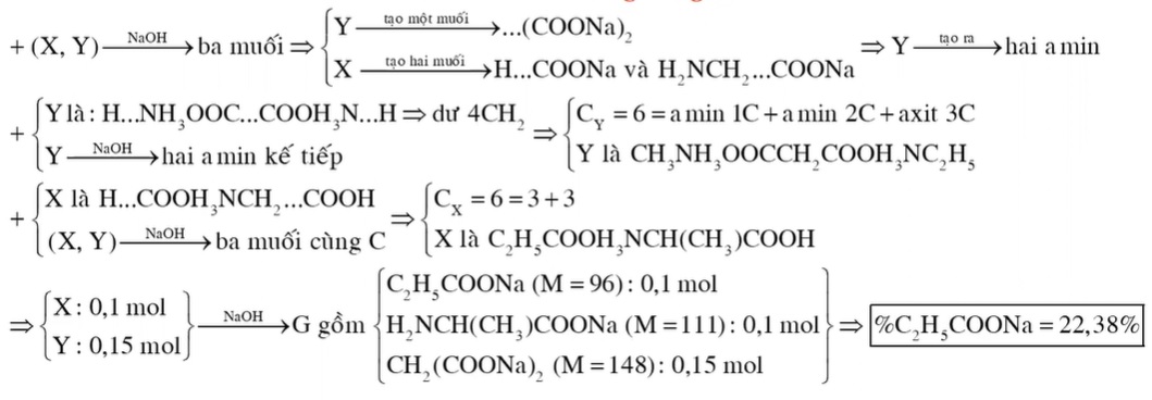 Hỗn hợp E gồm 0,1 mol X (C6H13O4N) và 0,15 mol Y (C6H16O4N2, là muối của axit cacboxylic hai chức)