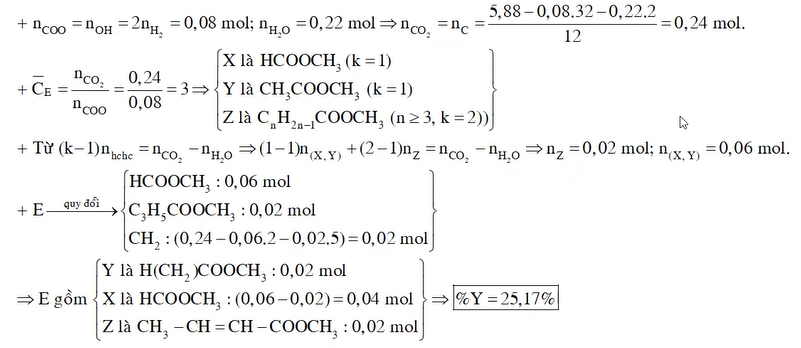 Hỗn hợp E gồm 3 este đơn chức X Y Z