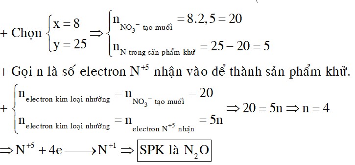 Cho x mol hỗn hợp kim loại X và Y tan hết trong dung dịch chứa y mol HNO3, sau khi kết thúc phản ứng thu được khí Z