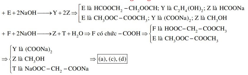 Cho các sơ đồ phản ứng xảy ra theo đúng tỉ lệ mol: E + 2NaOH → Y + 2Z