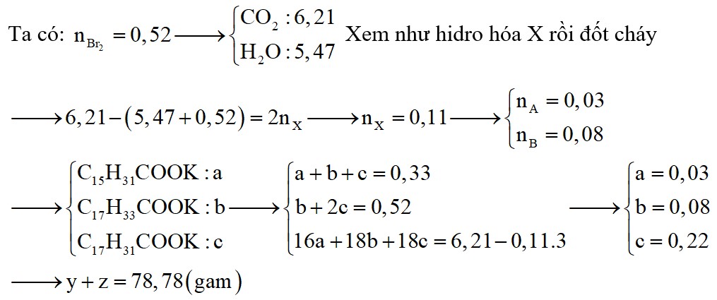Hỗn hợp X gồm 2 triglixerit A và B (MA<MB; tỉ lệ số mol tương ứng là 3 : 8)