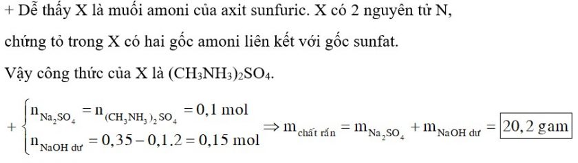Cho 0,1 mol chất X có công thức là C2H12O4N2S tác dụng với dung dịch chứa 0,35 mol NaOH đun nóng