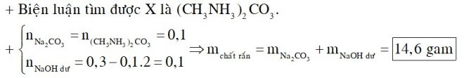 Cho 12,4 gam chất A có công thức phân tử là C3H12N2O3 đun nóng với 2 lít dung dịch NaOH