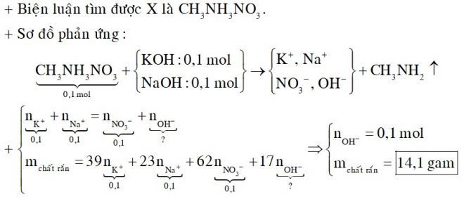Cho 0,1 mol hợp chất hữa cơ X có công thức phân tử CH6O3N2 tác dụng với dung dịch chứa 0,1 mol NaOH