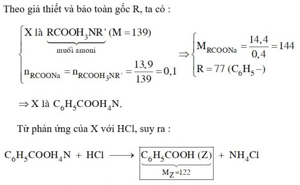 X là một dẫn xuất của benzen, có công thức phân tử là C7H9NO2. Cho 13,9 gam X tác dụng vừa đủ với