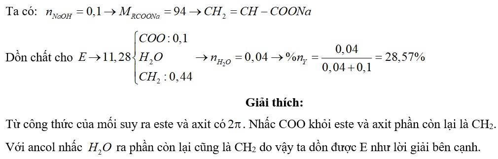 Hỗn hợp E chứa 1 axit cacboxylic, 1 ancol no Y và 1 este Z (X, Y, Z đều đơn chức, mạch hở)