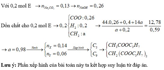 Hỗn hợp E gồm este X (CnH2nO2) và este Y (CmH2m-2O4) đều mạch hở, trong phân tử chỉ chứa một loại nhóm chức
