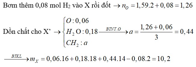 Hỗn hợp X gồm nhiều ancol đơn chức, mạch hở và glixerol (0,02 mol), etylenglicol (0,02 mol). Đốt cháy hoàn toàn m gam X cần vừa đủ