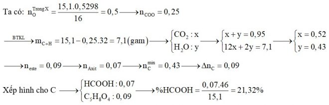 Hỗn hợp X chứa một axit đơn chức và một este hai chức (đều no, hở). Đốt cháy hoàn toàn 15,1 gam X bằng lượng O2 vừa đủ