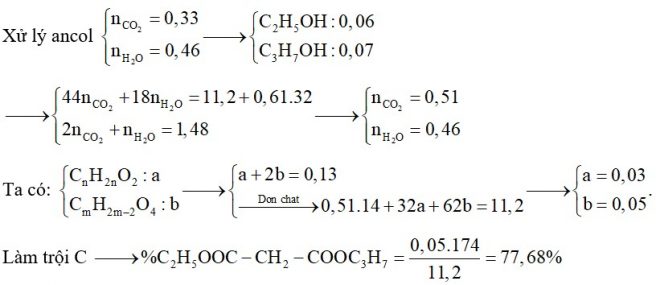 Hỗn hợp E chứa ba este X, Y, Z đều no, mạch hở trong đó (X, Y; ; đơn chức và Z hai chức thuần). Đốt cháy hoàn toàn 11,2 gam E cần vừa đủ