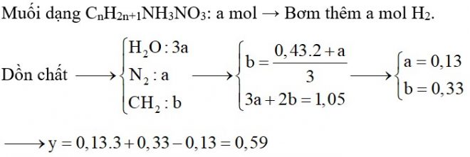 Cho hỗn hợp X chứa ba amin đều thuộc dãy đồng đẳng của metylamin tác dụng với dung dịch HNO3 loãng dư, cô cạn dung dịch sau phản ứng