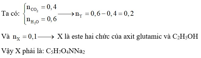 Thủy phân hoàn toàn 20,3 gam chất hữu cơ có CTPT là C9H17O4N bằng lượng vừa đủ dung dịch NaOH thu được một chất hữu cơ X và m gam ancol Y