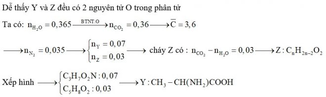 Hỗn hợp X gồm một α-amino axit Y thuộc dãy đồng đẳng của glyxin và một este Z đơn chức, mạch hở. Đốt cháy hoàn toàn 0,1 mol X cần dùng 0,4425 mol O2