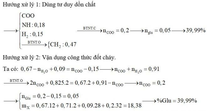 Hỗn hợp X gồm Glu, lys, Val, Ala và Gly. Đốt cháy hoàn toàn 0,15 mol hỗn hợp X cần 0,825 mol O2 thu được H2O, 0,09 mol N2 và 0,67 mol CO2