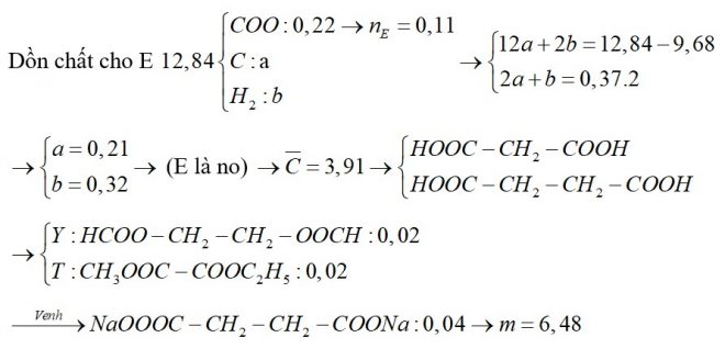 Hỗn hợp E gồm X, Y là hai axit đồng đẳng kế tiếp; Z, T là 2 este (đều hai chức, mạch hở; Y và Z là đồng phân của nhau