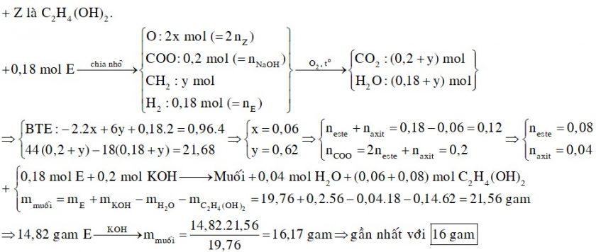 Hỗn hợp E gồm các chất X, Y, Z, T đều no, mạch hở. Trong đó X, Y là hai axit cacboxylic đơn chức, Z là ancol hai chức