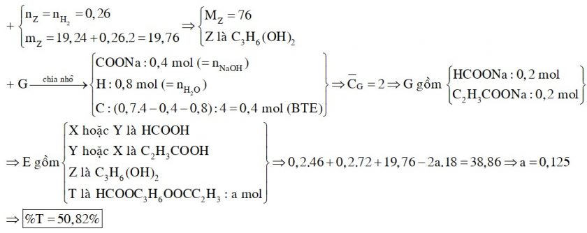 X, Y là hai axit cacboxylic đều mạch hở, Z là ancol no, T là este hai chức, mạch hở được tạo bởi X, Y, Z