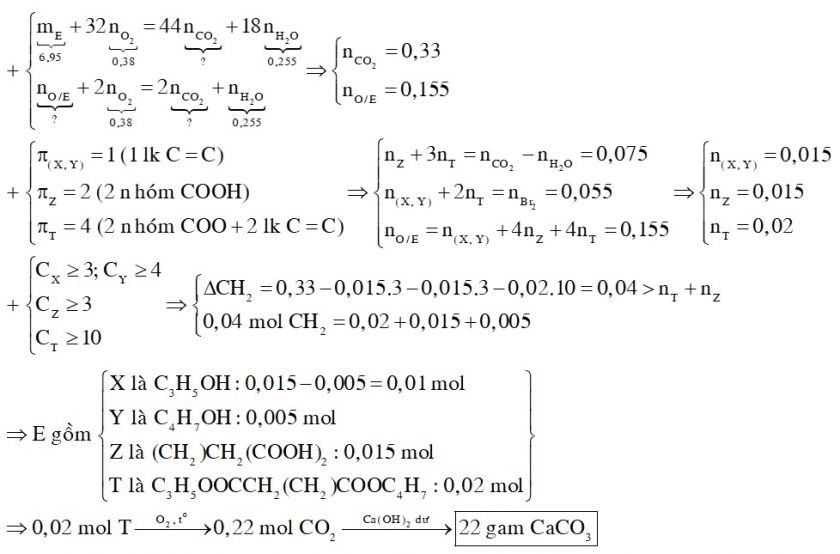 X, Y (MX < MY) là hai chất hữu cơ kế tiếp thuộc dãy đồng đẳng ancol anlylic; Z là axit no, hai chức, mạch hở (có số cacbon lớn hơn 2); T là este tạo bởi X, Y, Z