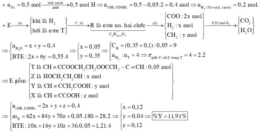 X, Y (MX < MY) là hai axit đơn chức, thuộc cùng dãy đồng đẳng; Z là ancol no; T là este hai chức được tạo bởi X, Y và Z (X, Y, Z, T đều mạch hở)