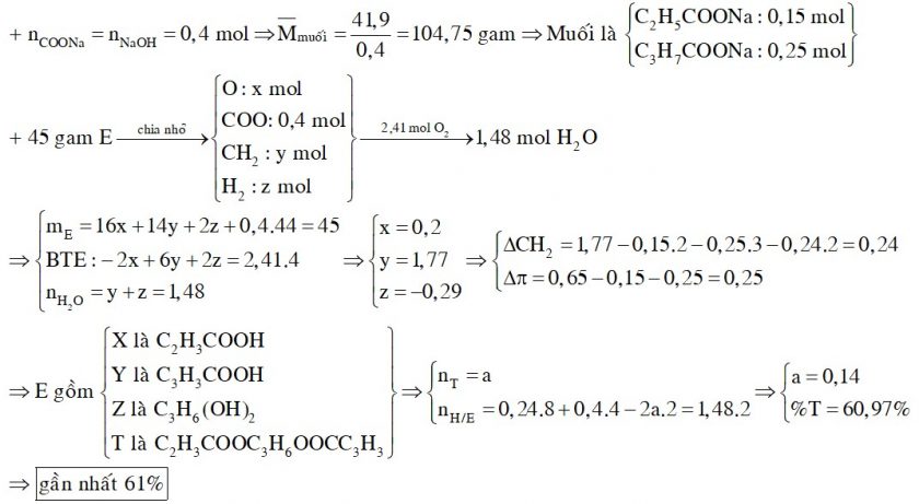 X, Y là hai axit cacboxylic đều mạch hở, đơn chức, hơn kém nhau một nguyên tử cacbon trong phân tử; Z là ancol no, hai chức, mạch hở; T là este mạch hở tạo bởi X, Y, Z