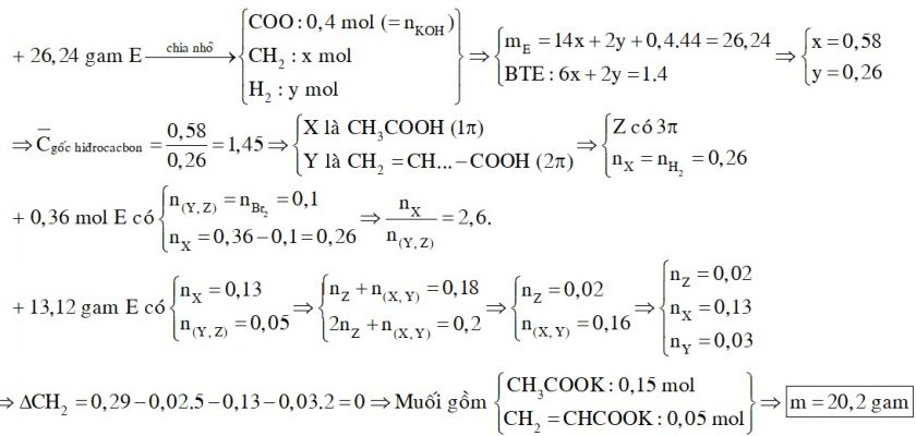 X, Y là hai axit cacboxylic đều đơn chức, mạch hở (trong mỗi phân tử X, Y chứa không quá hai liên kết π và 50 < MX < MY)