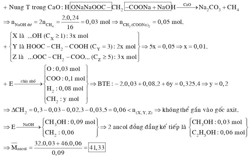 Hỗn hợp E chứa ancol đơn chức X, axit hai chức Y và este hai chức Z đều no, mạch hở, có tỉ lệ mol tương ứng 3:2:3