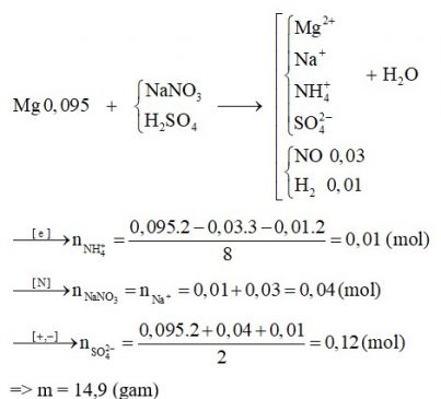 Cho 4,32 gam Mg vào dung dịch hỗn hợp NaNO3 và H2SO4, đun nhẹ đến khi phản ứng xảy ra hoàn toàn thu được dung dịch A