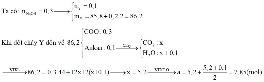 Hiđro hoá hoàn toàn 85,8 gam chất béo X cần dùng 0,2 mol H2 (xúc tác Ni, t0 thu được chất béo no Y