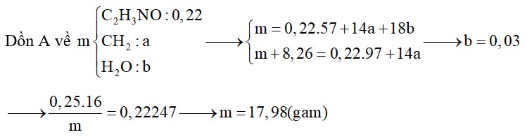 E là hỗn hợp chứa hai peptit X và Y mạch hở. Lấy m gam E cho vào dung dịch chứa NaOH dư (đun nóng). Sau khi các phản ứng xảy ra hoàn toàn