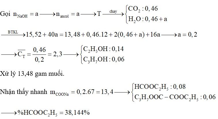 Hỗn hợp E gồm 2 este (A và B) no đều no, mạch hở trong đó A đơn chức còn B hai chức. Thuỷ phân hoàn toàn 15,52 gam E bằng dung dịch chứa NaOH (vừa đủ)