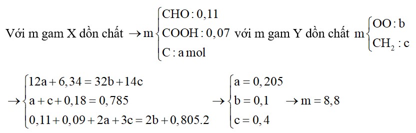 X là hỗn hợp gồm HOOC-COOH, OHC-COOH, OHC-CC-CHO, OHC-CC-COOH; Y là axit cacboxylic no, đơn chức, mạch hở