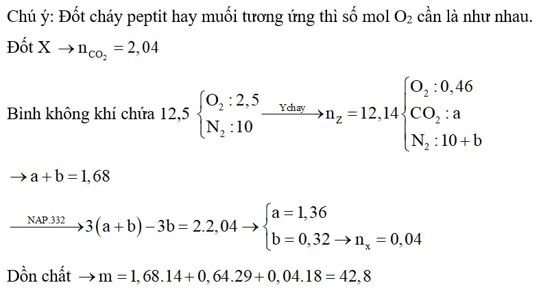 X là peptit có 16 mắt xích được tạo từ các α-amino axit cùng dãy đồng đẳng với glyxin