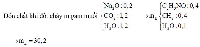 Đun nóng 0,1 mol hỗn hợp E chứa hai peptit X, Y bằng dung dịch NaOH (vừa đủ). Cô cạn dung dịch sau phản ứng thu được