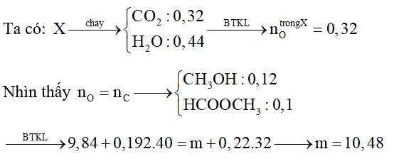 Đốt cháy hoàn toàn 9,84 gam hỗn hợp X gồm một ancol và một este (đều đơn chức, mạch hở)