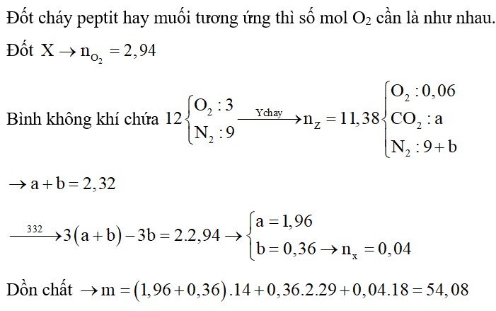 X là một peptit có 18 mắt xích được tạo từ các α-amino axit cùng dãy đồng đẳng với glyxin