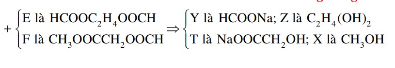 Cho hai chất hữu cơ no, mạch hở E, F (đều có công thức phân tử C4H6O4 và có 2 nhóm chức este) tham gia phản ứng theo đúng tỉ lệ mol như sơ đồ dưới đây: