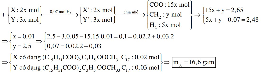 Hỗn hợp E gồm hai triglixerit X và Y có tỉ lệ mol tương ứng là 2:3. Xà phòng hóa hoàn toàn E bằng dung dịch NaOH dư