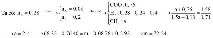 Este X hai chức, mạch hở, tử có chứa 5 liên kết pi. Este Y ba chức, mạch hở, tạo bởi glixerol (phân tử có 5 liên kết pi)