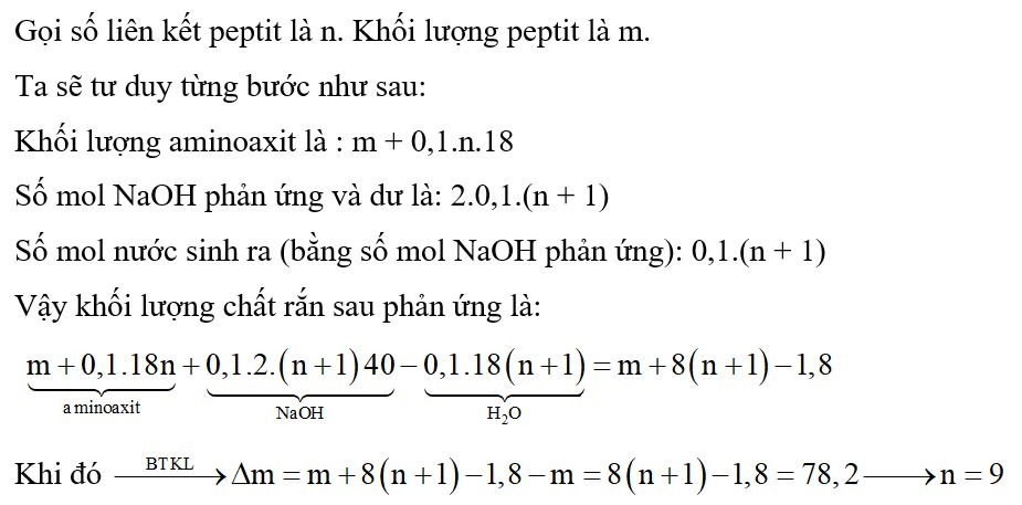 Khi thủy phân hoàn toàn 0,1 mol peptit A mạch hở (A tạo bởi các amino axit có một nhóm amino và 1 nhóm cacboxyl)