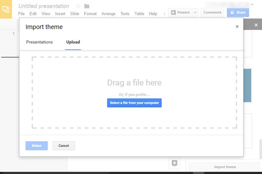 Bạn có thể tải một chủ đề gốc vào Google Slides bằng cách sử dụng cửa sổ Import Theme.