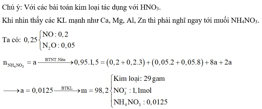 Cho 29 gam hỗn hợp gồm Al, Cu và Ag tác dụng vừa đủ với 950 ml dung dịch HNO3 1,5M