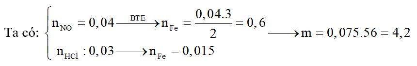 Cho m gam Fe vào dung dịch HNO3. Sau khi phản ứng xảy ra hoàn toàn thu được dung dịch X, khí Y không màu