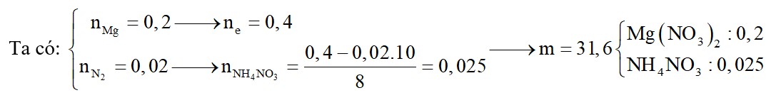 Hòa tan hoàn toàn 4,8 gam Mg trong dung dịch HNO3, thu được dung dịch X và 448 ml khí N2