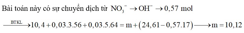 Cho 10,4 gam hỗn hợp gồm Mg và Fe vào dung dịch chứa Fe(NO3)3 0,6M và Cu(NO3)2 1M