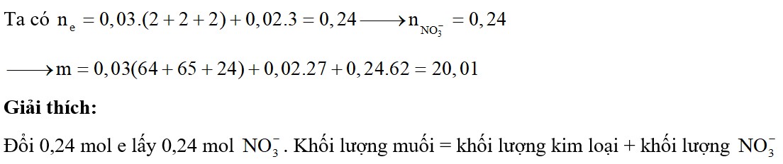 Hỗn hợp X chứa 0,03 mol Cu; 0,03 mol Zn; 0,03 mol Mg và 0,02 mol Al. Cho toàn bộ lượng X trên