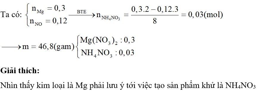 Hòa tan hết 7,2 gam Mg trong dung dịch HNO3 loãng dư, sau phản ứng hoàn toàn thu được dung dích X