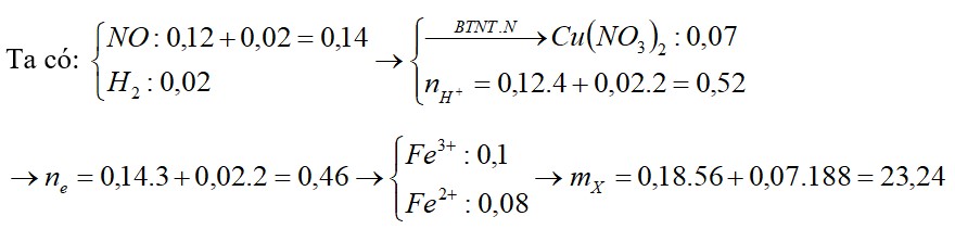 Cho m gam hỗn hợp X chứa Fe và Cu(NO3)2 vào dung dịch H2SO4 loãng thu được dung dịch Y